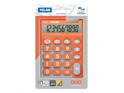 Milan Calculadora 10 Digitos Duo - Calculadora de Sobremesa - Teclas Grandes - Tecla Rectificacion Entrada de Datos - Color Naranja