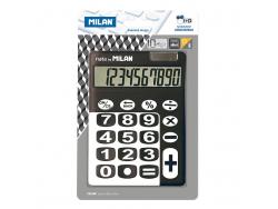 Milan Calculadora 10 Digitos - Calculadora de Sobremesa - Teclas Grandes - Tecla Rectificacion Entrada de Datos - Color Negro/Blanco