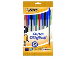 Bic Cristal Original Pack de 10 Boligrafos de Bola - Punta Redonda de 1.0mm - Trazo 0.4mm - Tinta con Base de Aceite - Colores Surtidos