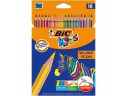 Bic Kids Evolution Stripes Caja de 18 Lapices de Colores surtidos - Fabricados en Resina - Punta Ultraresistente - Mina Pigmentada de 3.20 mm