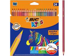 Bic Kids Evolution Stripes Caja de 24 Lapices de Colores surtidos - Fabricados en Resina - Punta Ultraresistente - Mina Pigmentada de 3.20 mm