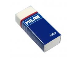 Milan 4020 Goma de Borrar Rectangular - Miga de Pan - Suave Caucho Sintetico - Faja de Carton Azul - Envuelta Individualmente - Color Blanco