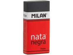 Milan Nata 7024 Goma de Borrar Rectangular - Plastico - Faja de Carton Roja - Envuelta Individualmente - Extra Suave - Color Negro