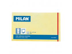 Milan Bloc de 100 Notas Adhesivas - Removibles - 76mm x 127mm - Color Amarillo Claro