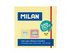 Milan Bloc de 90 Notas Super Adhesivas - Removibles - Mayor Permanencia - 76mm x 76mm - Color Amarillo Claro