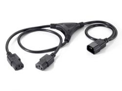 Equip Cable de Alimentacion C13 2x IEC C13 Hembra - 1x IEC C14 Macho - Longitud 2.2m - Color Negro