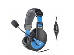 NGS MSX9 Pro Auriculares con Microfono - Microfono Flexible - Diadema Ajustable - Almohadillas Acolchadas - Control de Volumen - Cable de 2.20m - Color Negro/Azul