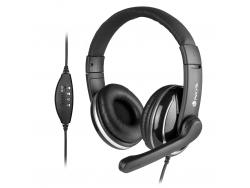 NGS Vox800 Auriculares USB con Microfono - Microfono Plegable - Almohadillas Acolchadas - Diadema Ajustable - Control en Cable - Cable de 1.80m - Color Negro