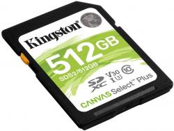 Kingston Tarjeta SDXC 512GB UHS-I Clase 10 100MB/s Canvas Select Plus
