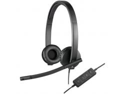 Logitech H570E Auriculares con Microfono USB - Microfono Plegable - Diadema Ajustable - Almohadillas Acolchadas - Controles en Cable - Color Negro