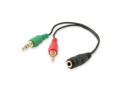 Equip Cable Audio Jack 3.5mm Hembra a 2x Jack 3.5mm Macho - Longitud 13cm - Color Negro