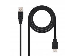 Nanocable Cable Prolongador USB-A 2.0 Macho a USB-A Hembra 1m