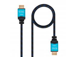 Nanocable Cable HDMI v2.0 Macho a HDMI v2.0 Macho 0.50m - 4K@60Hz 18Gbps - Alta Velocidad - Recubierto Nylon Trenzado - Color Negro/Azul