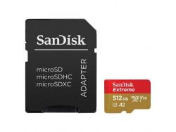 Sandisk Extreme Tarjeta Micro SDXC 512GB UHS-I U3 V30 A2 Clase 10 160MB/s + Adaptador SD