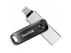 Sandisk IXpand Go Memoria USB 3.0 y Lightning 256GB - Diseño Metalico/Plastico - Color Acero/Negro (Pendrive)