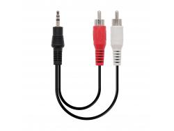 Nanocable Cable Audio Estereo Jack 3.5mm Macho a 2x RCA Macho 0.30m - Color Negro