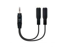 Nanocable Cable Audio Estereo 2x Jack 3.5mm Hembra a Jack 3.5mm Macho 0.15m - Color Negro