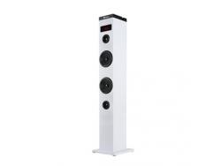 NGS Sky Charm Torre de Sonido Bluetooth 50W - Mando a Distancia - Pantalla LED - USB, Radio FM, Aux In y Entrada Optica TV - Carcasa de Madera - Color Blanco