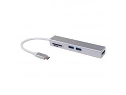 Equip Hub USB-C con 2x USB 3.0, 1x HDMI, Lector SD y MicroSD - Velocidad de hasta 5Gbps - Carcasa de Aluminio