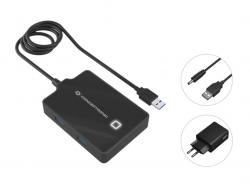 Conceptronic Hub USB-A 3.0 con 4x USB-A 3.0 - Cable de 0.90m - Adaptador de Corriente Incluido