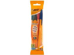 Bic Orange Original Fine Pack de 4 Boligrafos de Bola - Punta Redonda de 0.8mm - Trazo de 0.3mm - Tinta con Base de Aceite - Cuerpo Naranja - Colores Surtidos