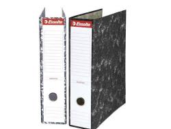 Esselte Archivador de Palanca - Carton - Cantoneras Metalicas - Lomo 75mm - Capacidad para 500 Hojas - Color Negro Jaspeado