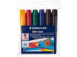 Staedtler Noris Watercolour 341 Pack de 6 Rotuladores de Gran Tamaño - Trazo 3mm Aprox - Lavable Facilmente - Tinta Base de Agua - Colores Surtidos