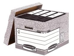 Fellowes Bankers Box Contenedor de Archivos - Montaje Automatico Fastfold - Carton Reciclado Certificacion FSC - Color Gris