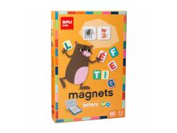 Apli Juego Magnetico Letras - 1 Escenario Imantado 28 x 18 cm - 48 Fichas de Letras, 12 Fichas de Animales