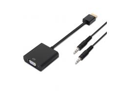 Aisens Conversor HDMI a SVGA+Audio - HDMI A Macho-SVGA Hembra+JACK 3.5/H - 10 cm+1.0m - Color Negro