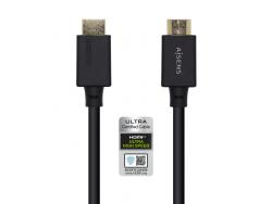Aisens Cable HDMI V2.1 Certificado Ultra Alta Velocidad 8K@60Hz 48Gbps - A/M-A/M - 2.0m - Color Negro