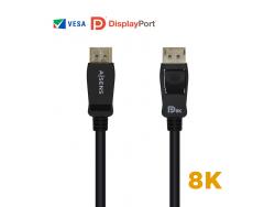 Aisens Cable Displayport Certificado V1.4 8K@60hz - DP/M-DP/M - 0.5m - Color Negro