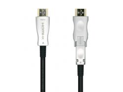 Aisens Cable HDMI V2.0 AOC (Active Optical Cable) Desmontable Premium Alta Velocidad / HEC 4K@60Hz 4:4:4 18Gbps - A/M-D/A/M - 15m - Color Negro