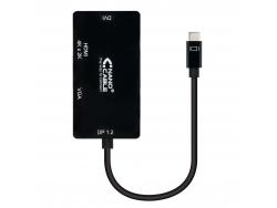 Nanocable Conversor USB-C a SVGA / DVI / HDMI - 3 en 1. USB-C/M-VGA/H-DVI/H-HDMI/H 4K - 10 cm - Color Negro