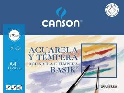 Canson Acuarela Basik Minipack de 6 Hojas A4+ - 24x32cm - 370g - Color Blanco