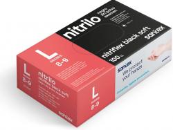 Santex Nitriflex Black Soft Pack de 100 Guantes de Nitrilo para Examen Talla L - 3.5 gramos - Sin Polvo - Libre de Latex - No Esteriles - Color Negro
