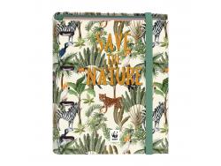 Dohe WWF Save the Nature Carpeta de 4 Anillas Formato A4 con Recambio de 100 Hojas - 4 Separadores Polipropileno de Colores - Cierre con Goma Elastica - Anillas de 35mm