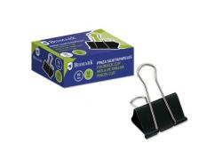 Bismark Pack de 12 Pinzas Sujetapapeles Metalicas de 19mm - Pala Abatible - Color Negro