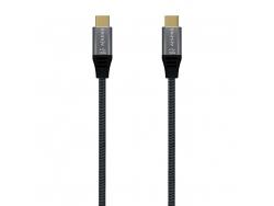 Aisens Cable USB 3.2 Gen2x2 Aluminio 20Gbps 8K@30Hz 5A 100W E-Mark, Tipo USB-C/M-USB-C/M - 1.5m - Color Gris