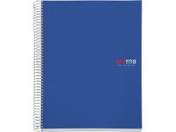 Miquel Rius Notebook8 Cuaderno de Espiral Formato A4 - 200 Hojas de 70 gr Microperforadas con 4 Taladros - Cubiertas de Polipropileno - Cuadricula 5x5 - Color Azul