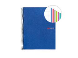 Miquel Rius Notebook6 Cuaderno de Espiral Formato A4 - 150 Hojas de 70gr Microperforadas con 2 Taladros - Cubiertas de Polipropileno - Cuadricula 5x5 - Color Azul