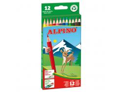 Alpino Pack de 12 Lapices de Colores Hexagonales - Mina de 3mm - Resistente a la Rotura - Bandeja Extraible - Colores Surtidos