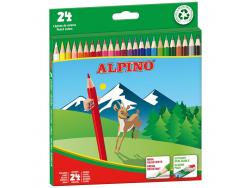 Alpino Pack de 24 Lapices de Colores Hexagonales - Mina de 3mm - Resistente a la Rotura - Bandeja Extraible - Colores Surtidos