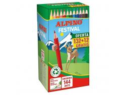 Alpino Festival Pack de 144 Lapices de Colores - Mina de 3mm - Ideal para Toda la Clase - Colores Surtidos