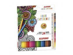 Alpino Color Experiencie Pack de 24 Lapices de Colores Premium Mina Blanda - Pintado Suave y Graduable - Colores Vivos y Brillantes - Colores Surtidos