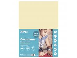 Apli Pack de 50 Cartulinas A4 170g - Libre de Acidos - Aptas para Uso Escolar - Color Marfil