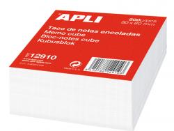 Apli Taco de Notas 80x80 - 500 Hojas - Adhesivo - Blanco