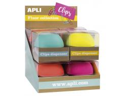 Apli Fluor Collection Expositor de Clips - Ø 70x60 mm - 8 Dispensadores en 4 Colores - Tapa Magnetica 