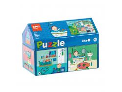 Apli Kids Puzle Casa Interior - 24 Piezas de 7x7cm - Diseño Exclusivo Infantil, Colorido, Claro y Simple - Piezas Resistentes y Seguras - Colorido