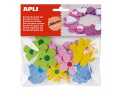 Apli Formas Goma Eva Adhesivas Flores Estampadas 40 U - Faciles de Pegar - Diseños Variados - Ideal para Manualidades